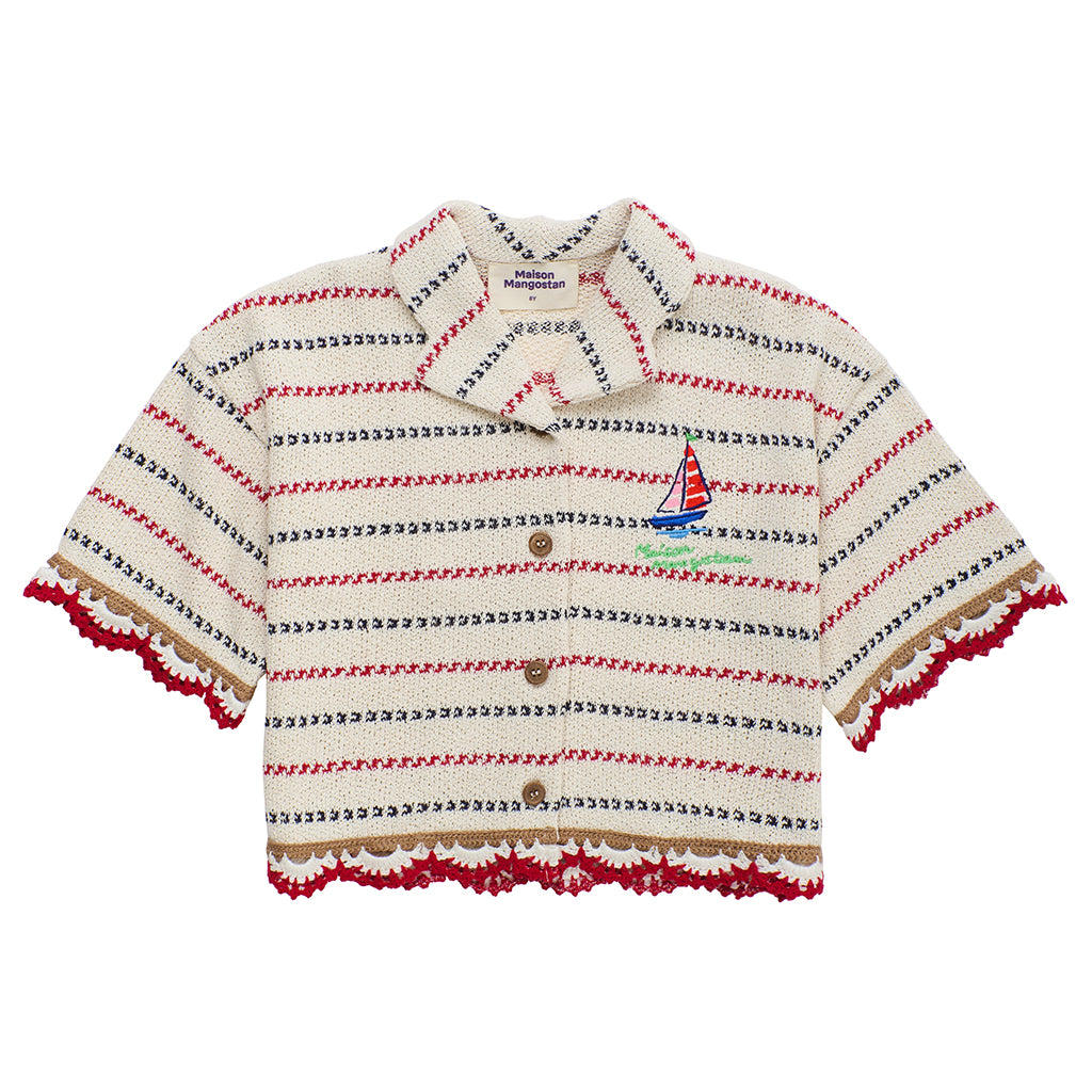 Maison Mangostan Child Barcos Knit Shirt Cream