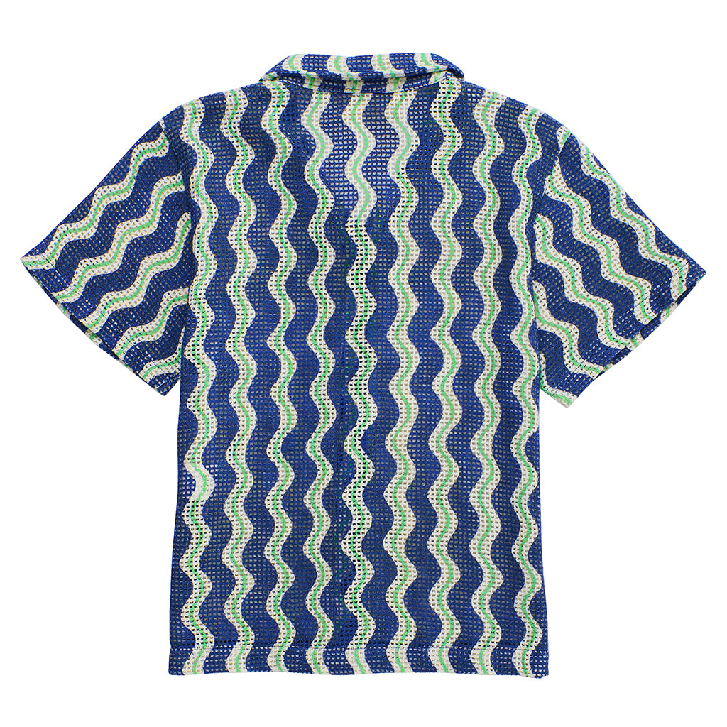 Maison Mangostan Child Wavy Mesh Shirt Blue
