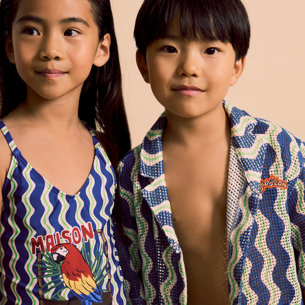 Maison Mangostan Child Wavy Mesh Shirt Blue