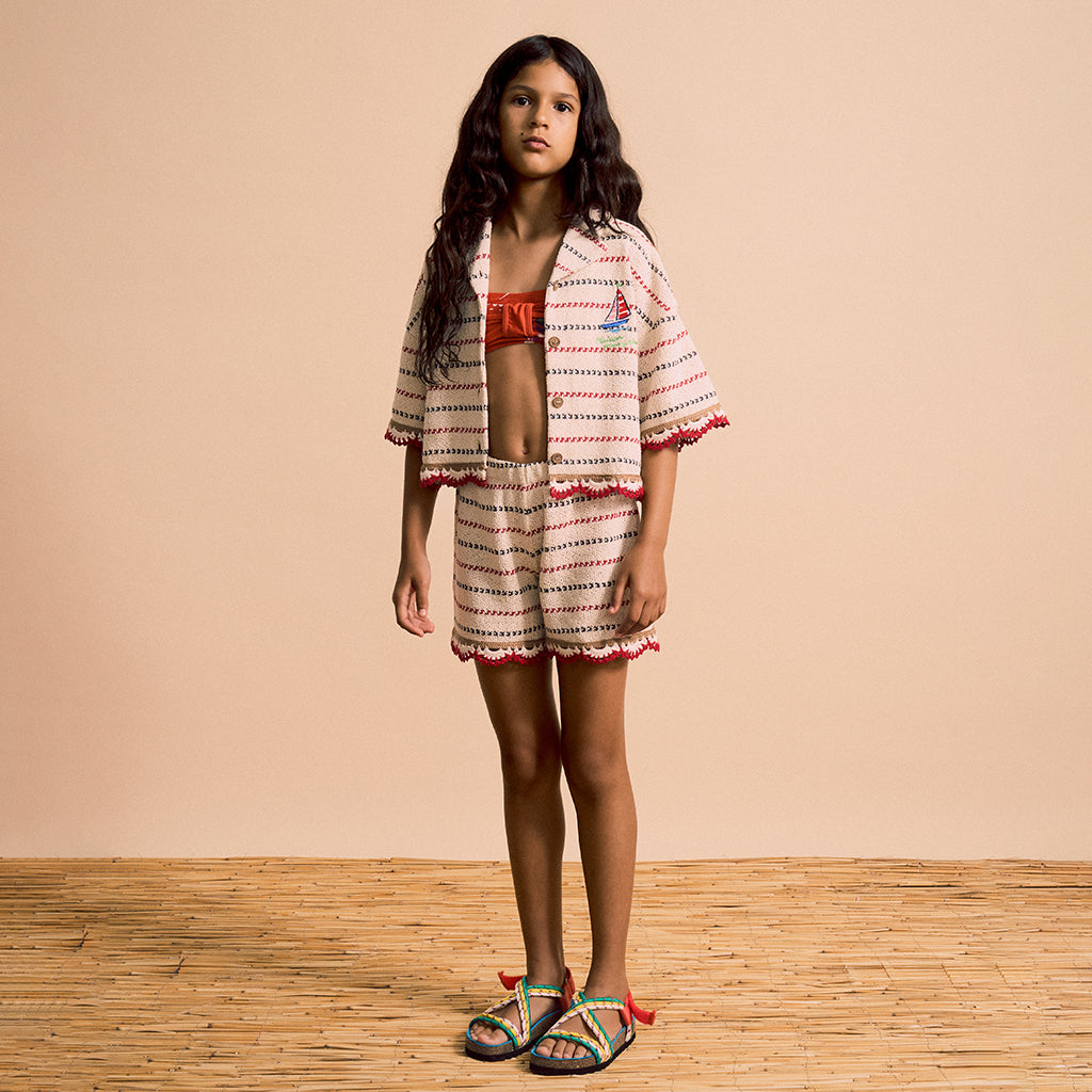 Maison Mangostan Child Barcos Knit Shorts Cream