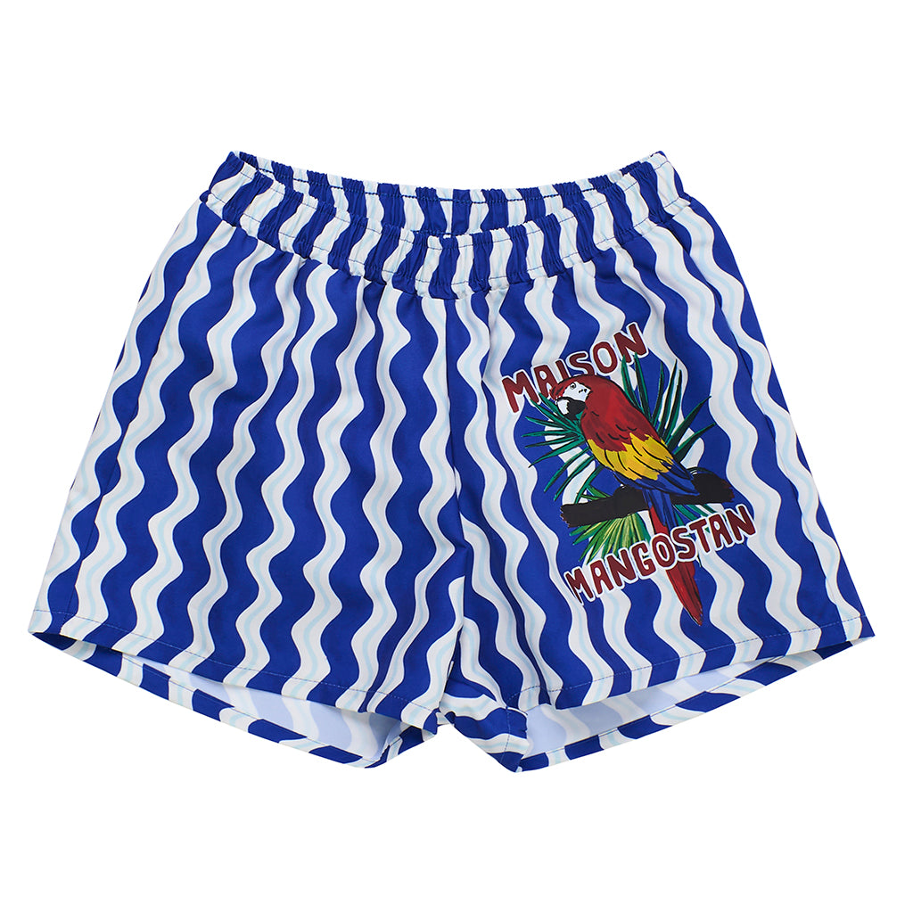 Maison Mangostan Child Loros Wavy Swim Shorts Blue