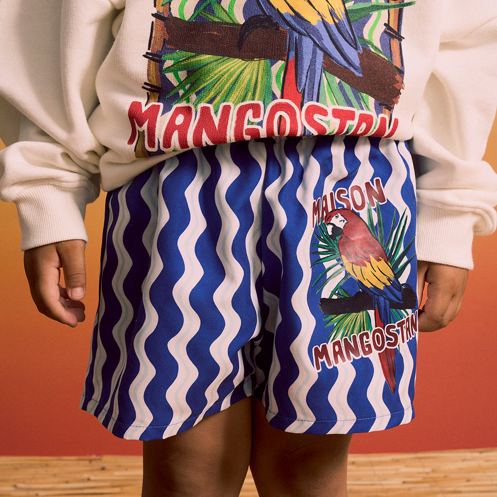 Maison Mangostan Child Loros Wavy Swim Shorts Blue