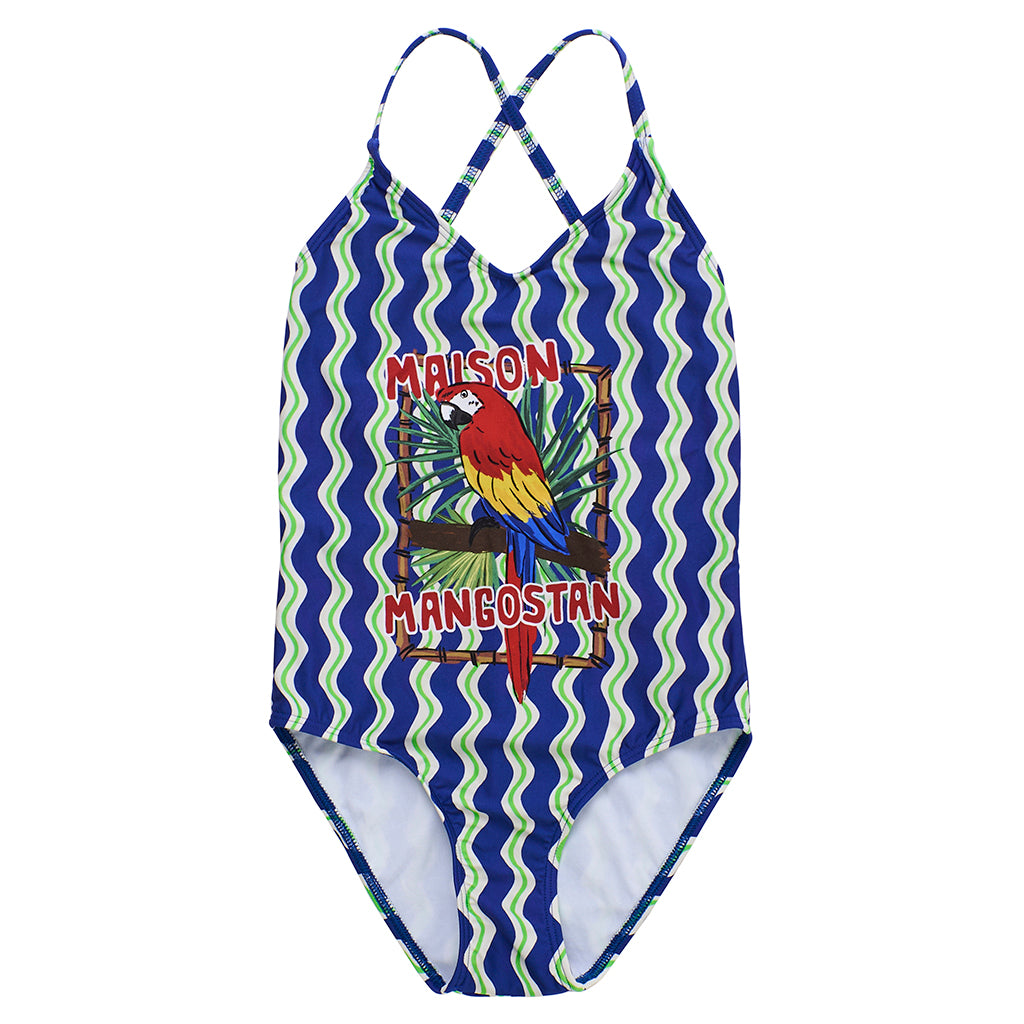 Maison Mangostan Child Loros Wavy Swimsuit Blue