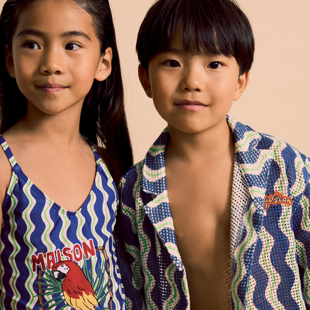 Maison Mangostan Child Loros Wavy Swimsuit Blue