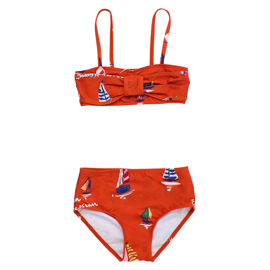 Maison Mangostan Child Barcos Bow Bikini Swimsuit Red