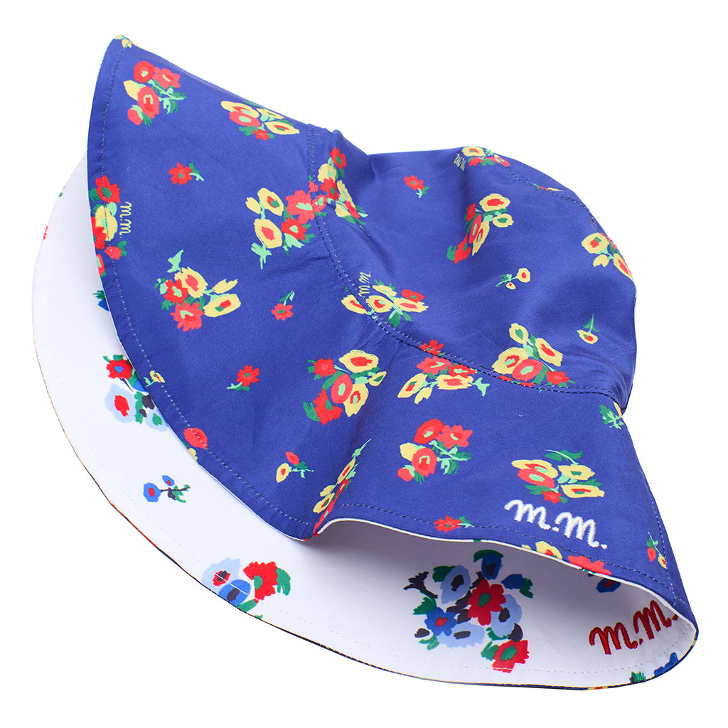 Maison Mangostan Child Blossom Reversible Sun Hat Blue