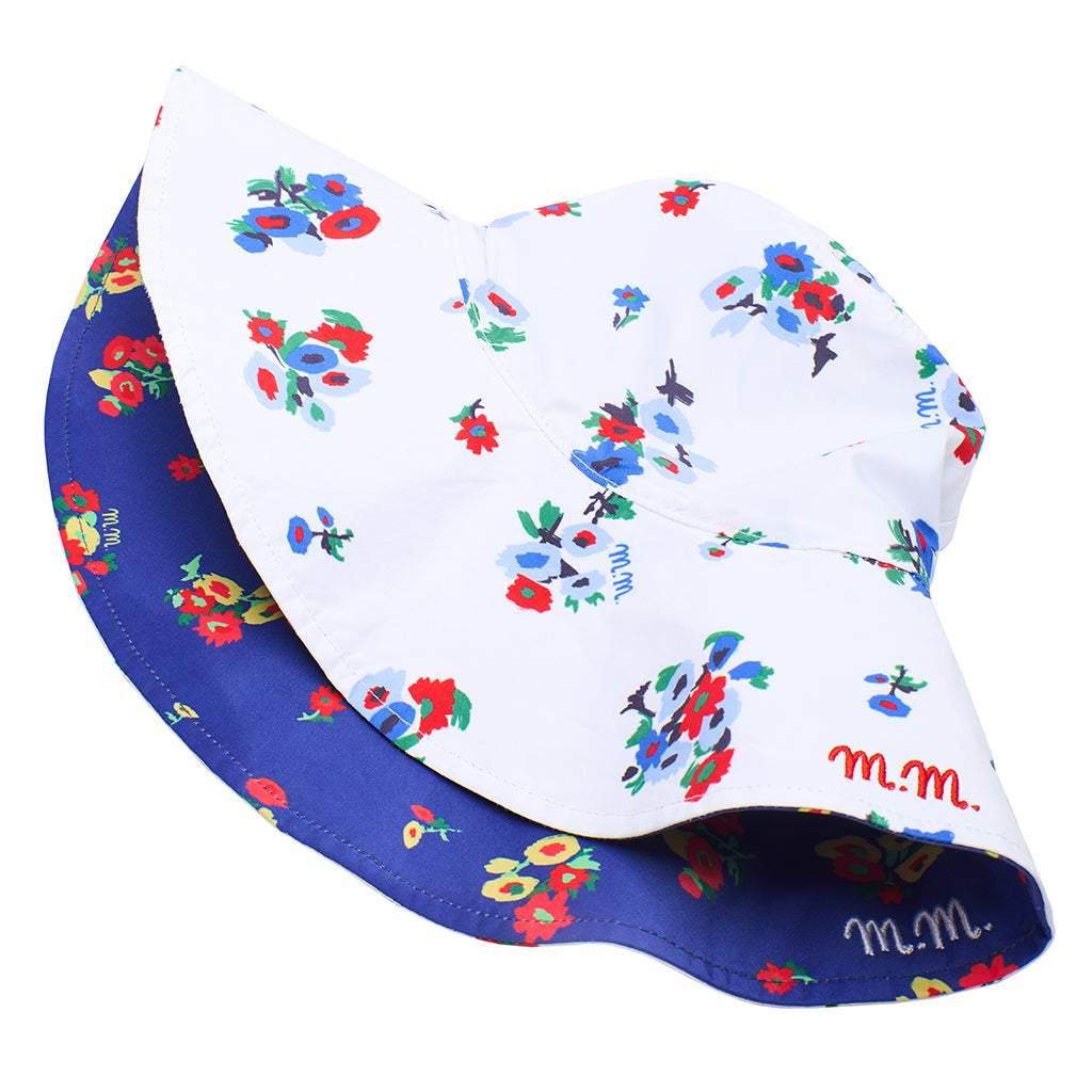 Maison Mangostan Child Blossom Reversible Sun Hat Blue