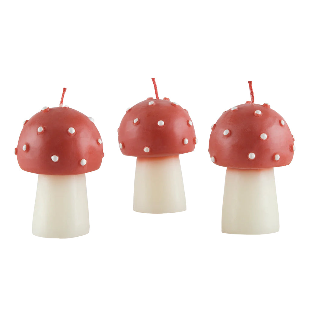 Meri Meri Set Of 6 Mini Mushroom Candles