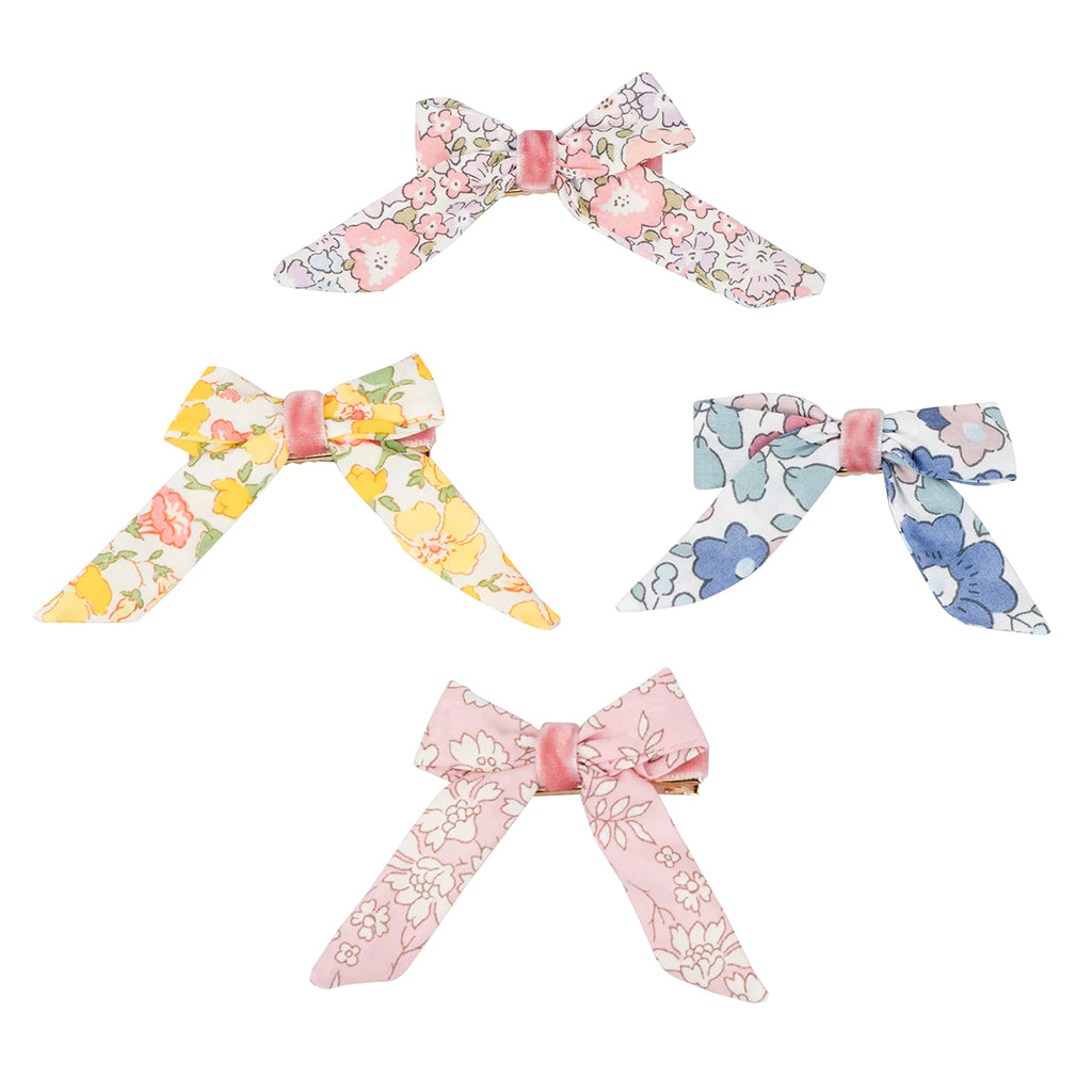 Meri Meri Set Of 4 Floral Pattern Bow Hair Clips