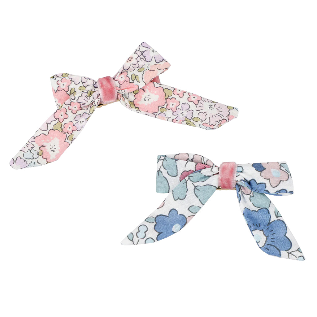 Meri Meri Set Of 4 Floral Pattern Bow Hair Clips