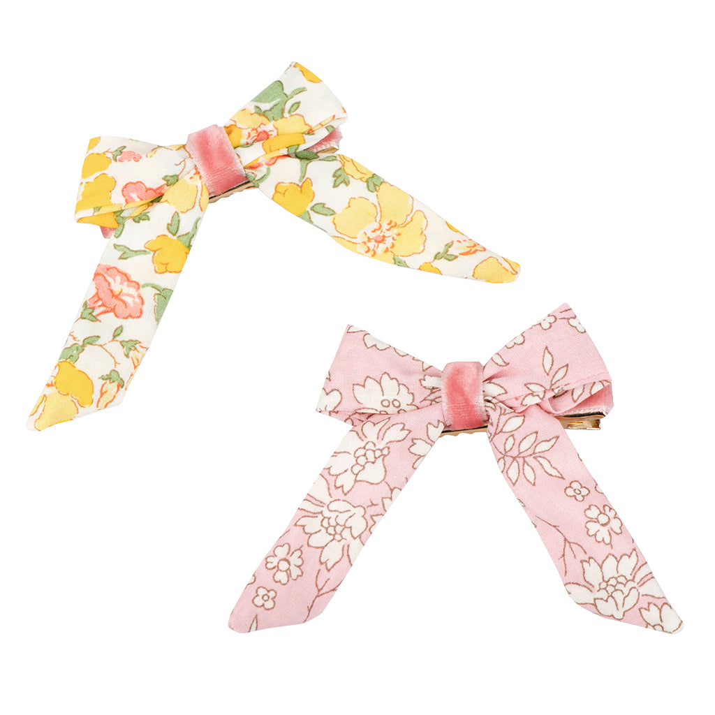 Meri Meri Set Of 4 Floral Pattern Bow Hair Clips