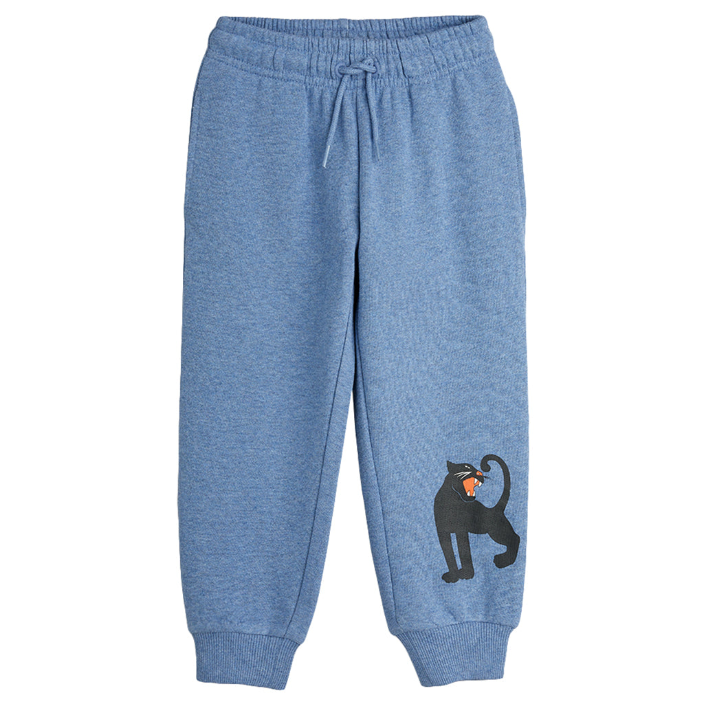 Mini Rodini Child Sweatpants Panther Print Melange Blue