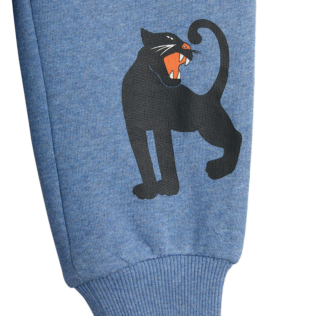 Mini Rodini Child Sweatpants Panther Print Melange Blue