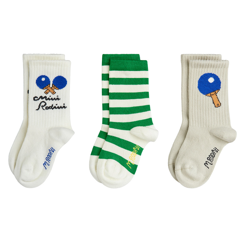 Mini Rodini Baby And Child Set Of 3 Socks Table Tennis Grey