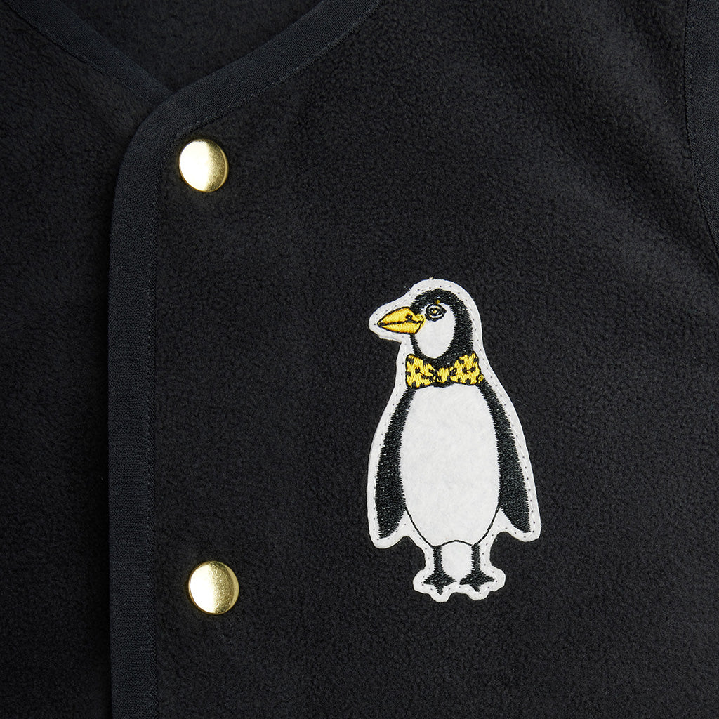 Mini Rodini Child Microfleece Vest Penguin Embroidery Black