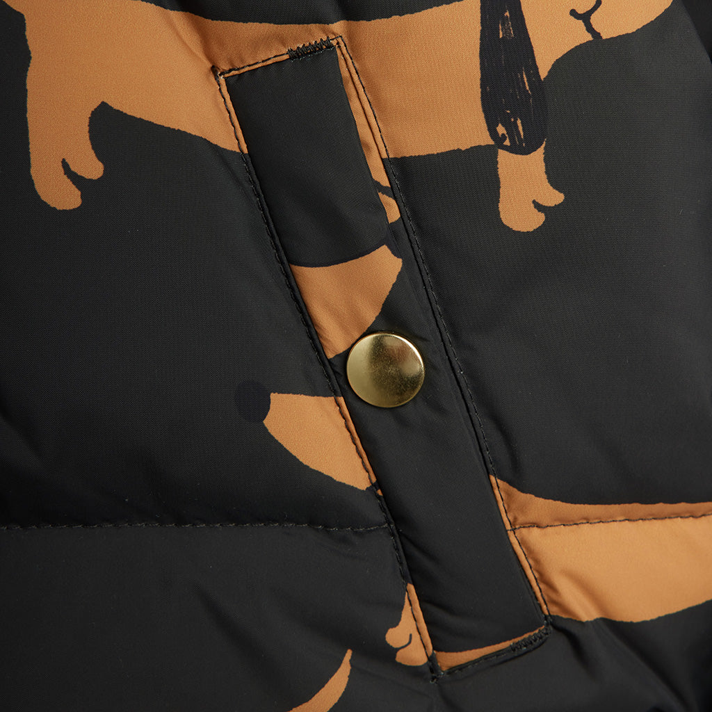 Mini Rodini Child Hooded Puffer Jacket Dog Print Black