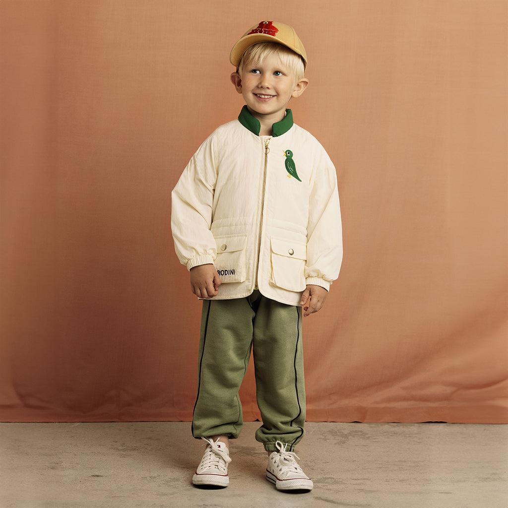 Mini Rodini Child Light Padded Jacket Embroidered Birds Cream
