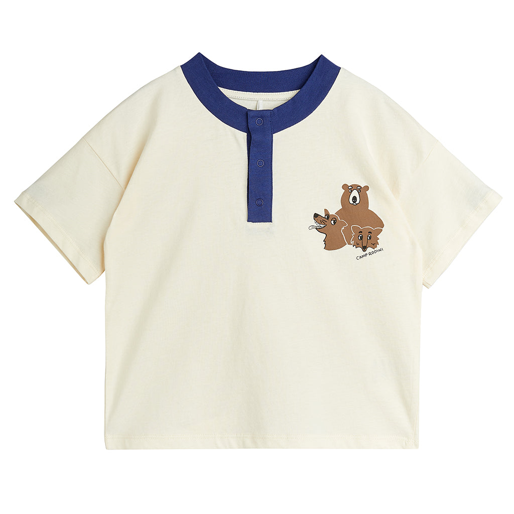 Mini Rodini Child Grandpa T-shirt Camp Rodini Print Cream