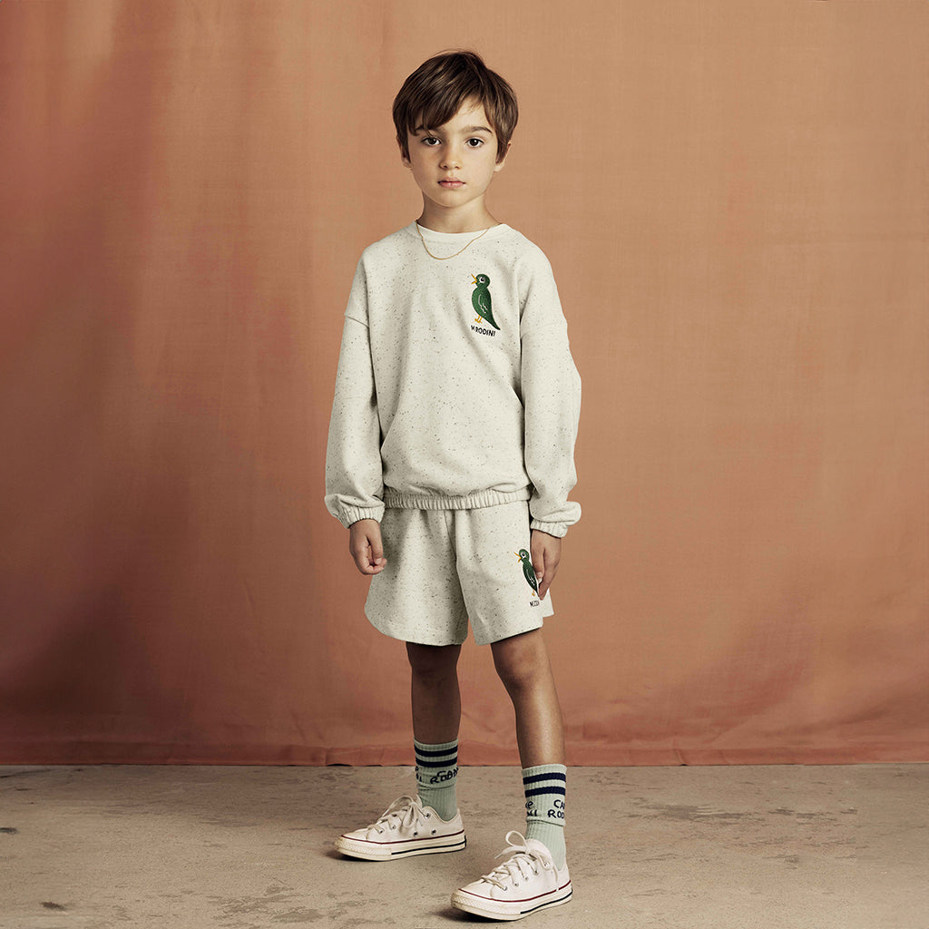 Mini Rodini Child Sweatshirt Embroidered Bird Cream
