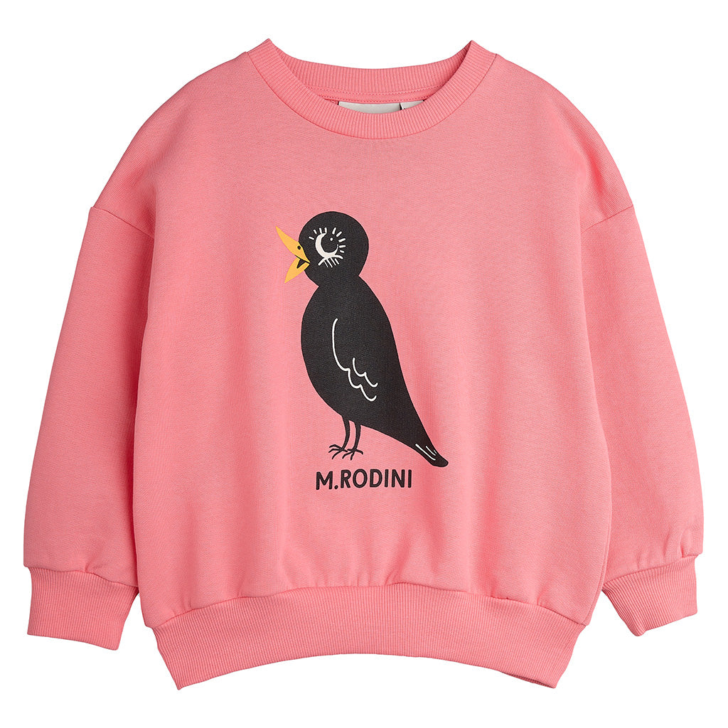 Mini Rodini Child Sweatshirt Blackbird Print Pink