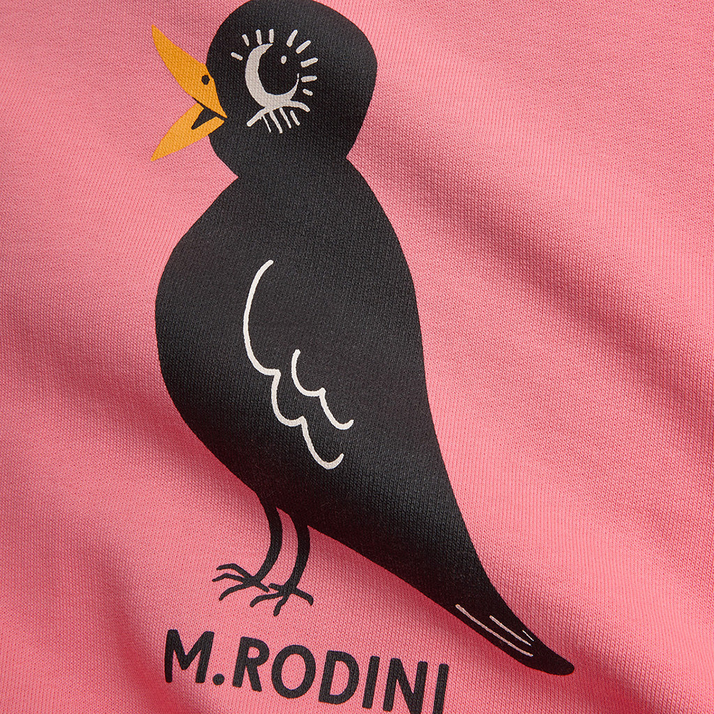 Mini Rodini Child Sweatshirt Blackbird Print Pink