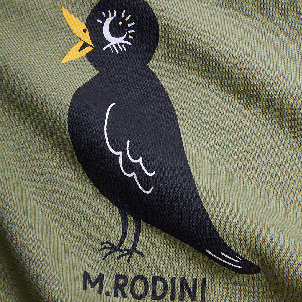 Mini Rodini Child Sweatshirt Blackbird Print Green