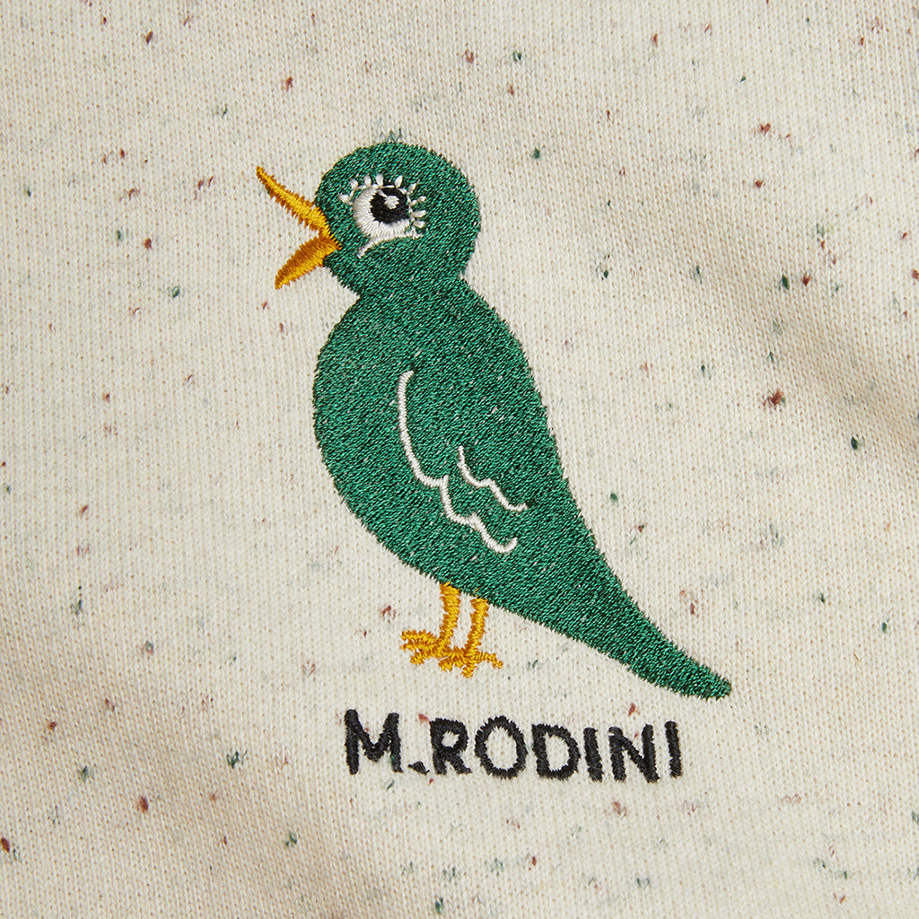 Mini Rodini Child Sweatpants Embroidered Bird Cream