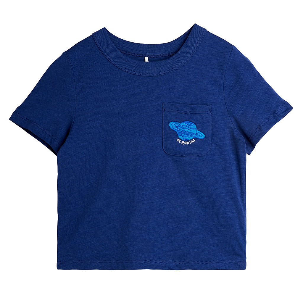 Mini Rodini Child T-shirt Planet Embroidery Blue