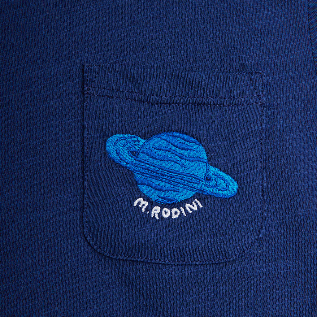 Mini Rodini Child T-shirt Planet Embroidery Blue