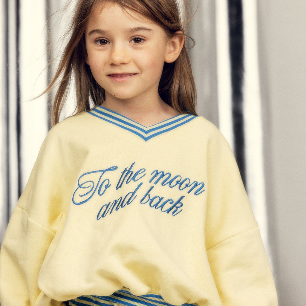 Mini Rodini Child Sweatshirt To The Moon Embroidery Yellow