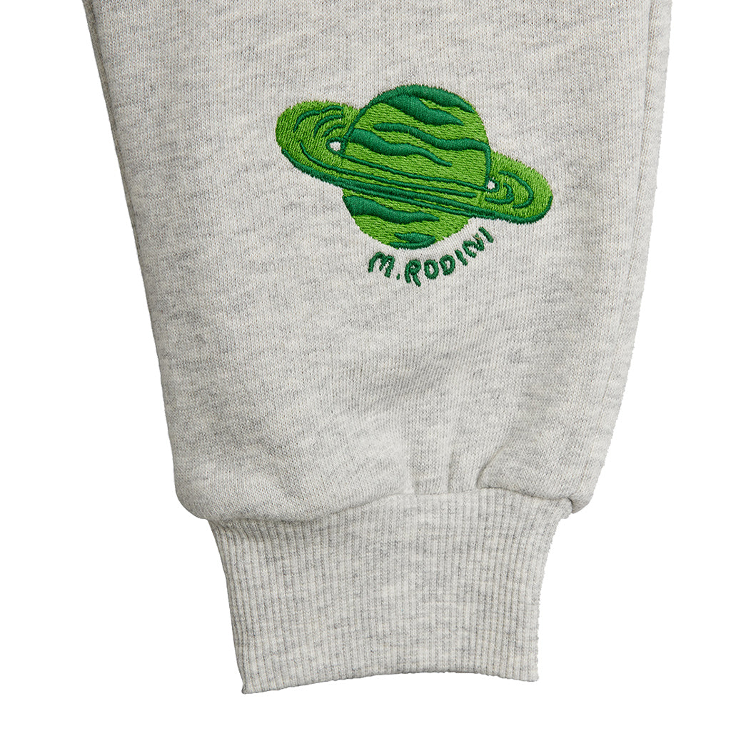 Mini Rodini Child Sweatpants With Planet Embroidery Grey Melange