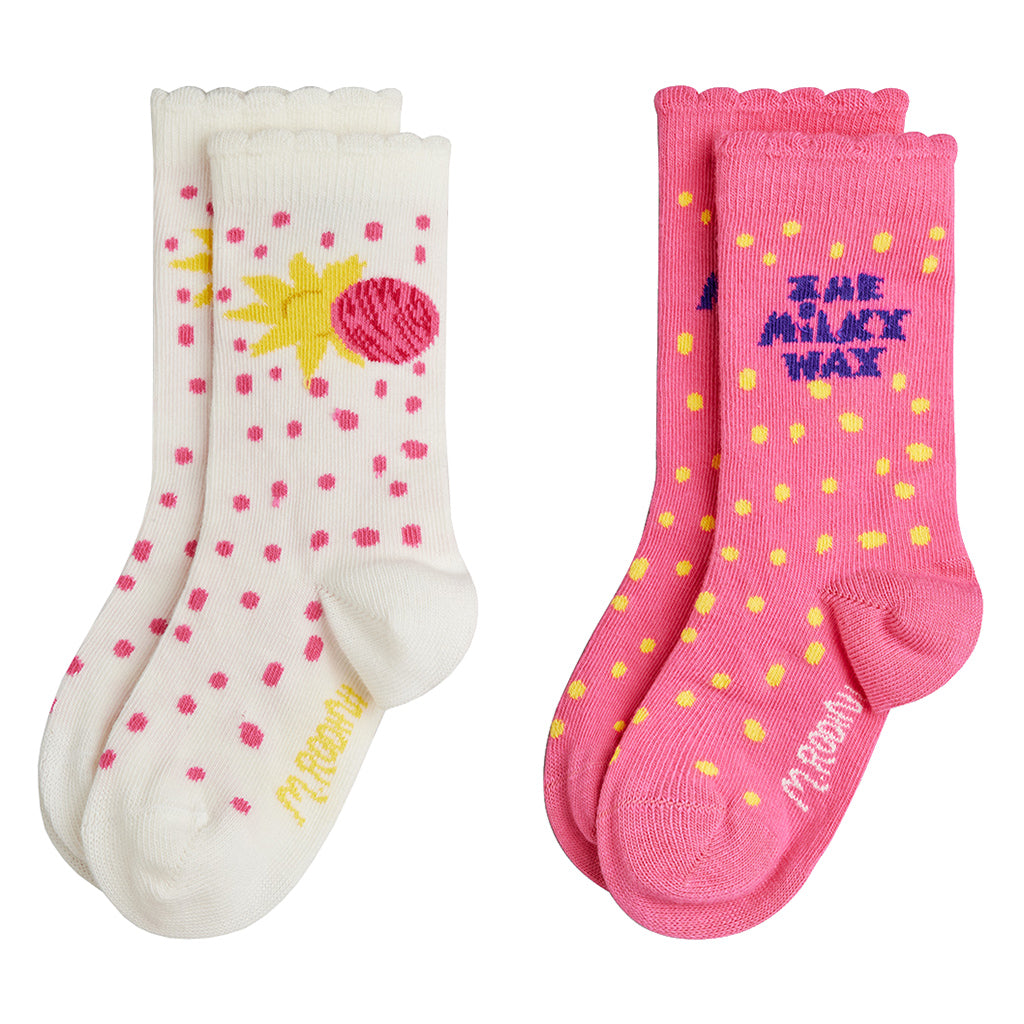 Mini Rodini Child Set Of 2 Socks The Milky Way Pink