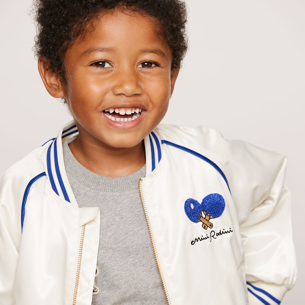 Mini Rodini Child Baseball Jacket Table Tennis Patches White