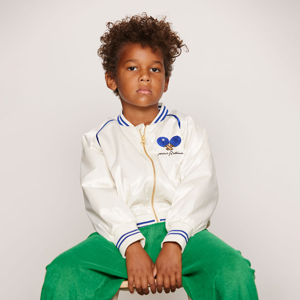 Mini Rodini Child Baseball Jacket Table Tennis Patches White