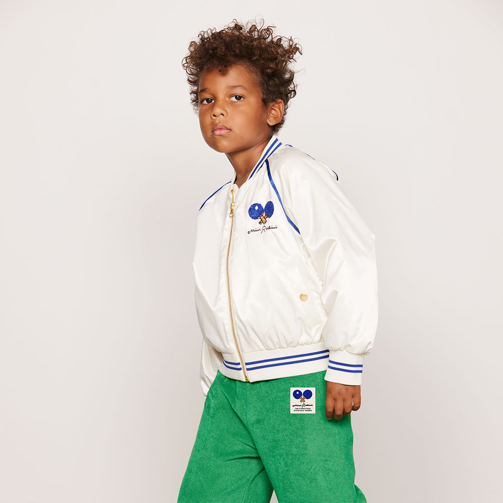 Mini Rodini Child Baseball Jacket Table Tennis Patches White