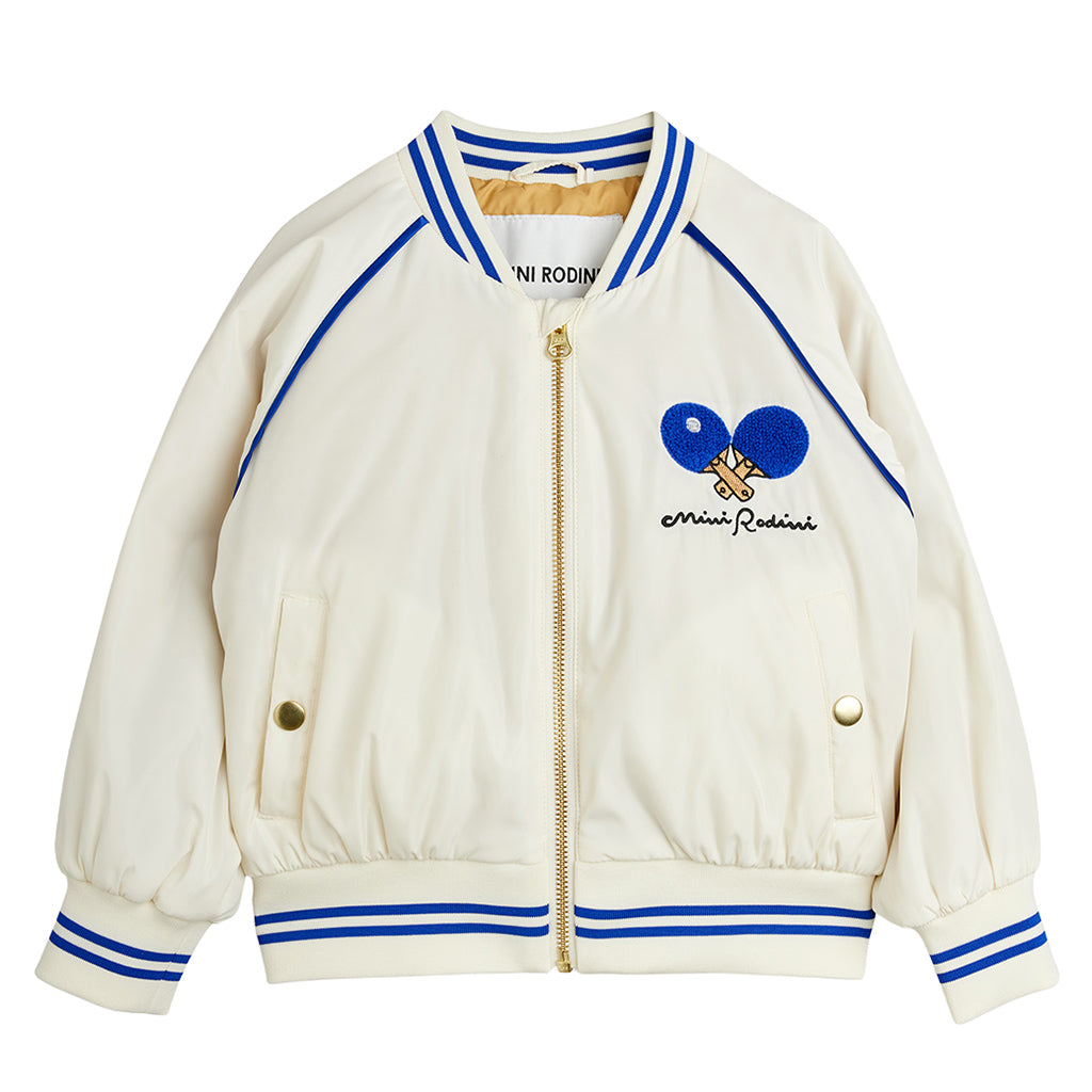 Mini Rodini Child Baseball Jacket Table Tennis Patches White