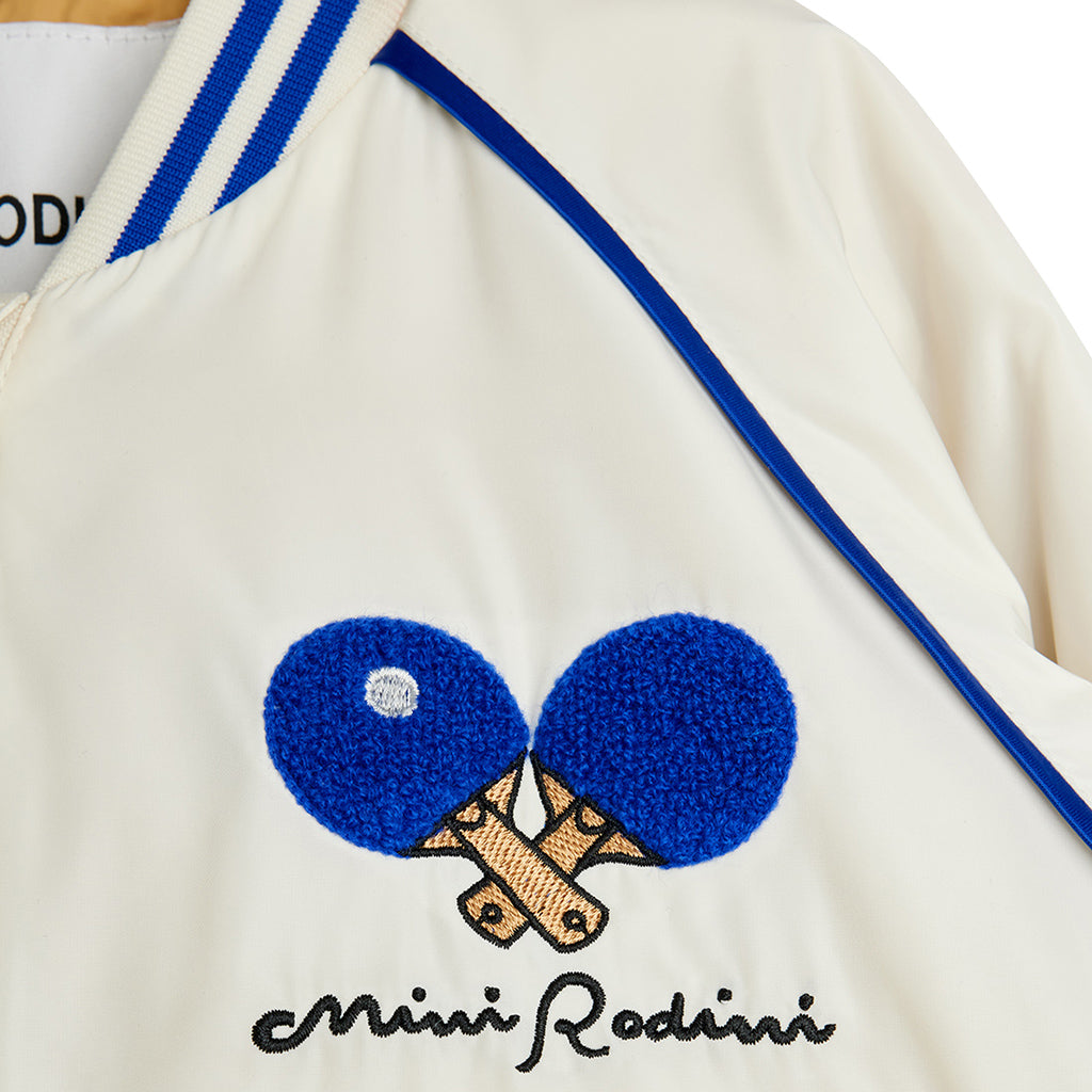Mini Rodini Child Baseball Jacket Table Tennis Patches White