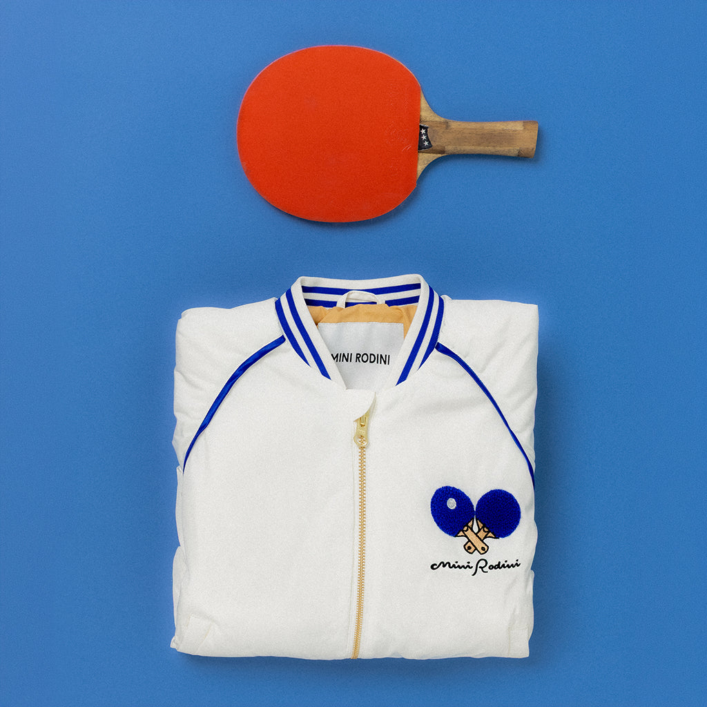 Mini Rodini Child Baseball Jacket Table Tennis Patches White