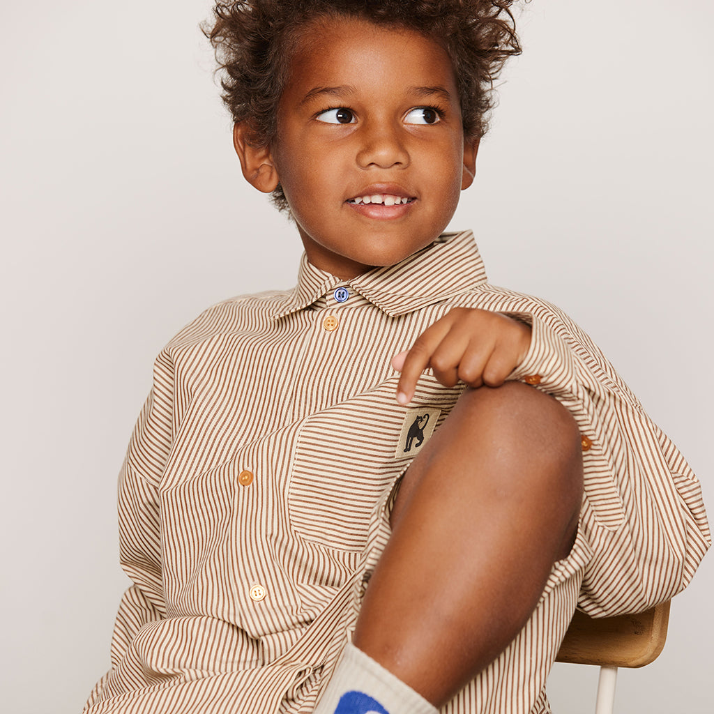 Mini Rodini Child Poplin Shirt Brown Stripes