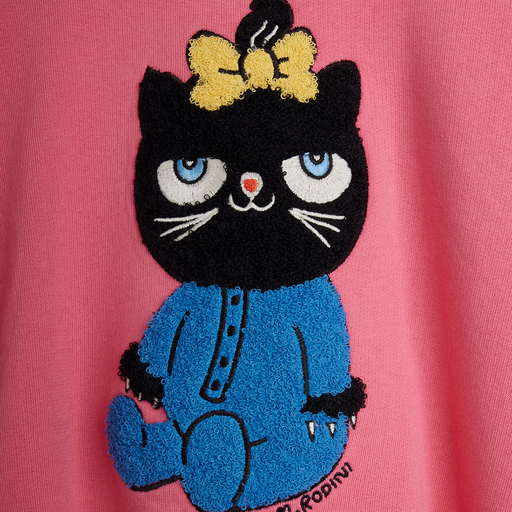 Mini Rodini Child Sweatshirt Cat Chenille Pink