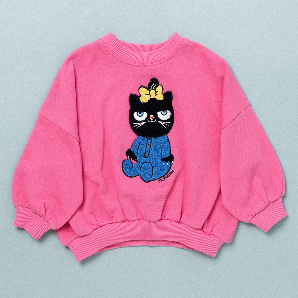 Mini Rodini Child Sweatshirt Cat Chenille Pink