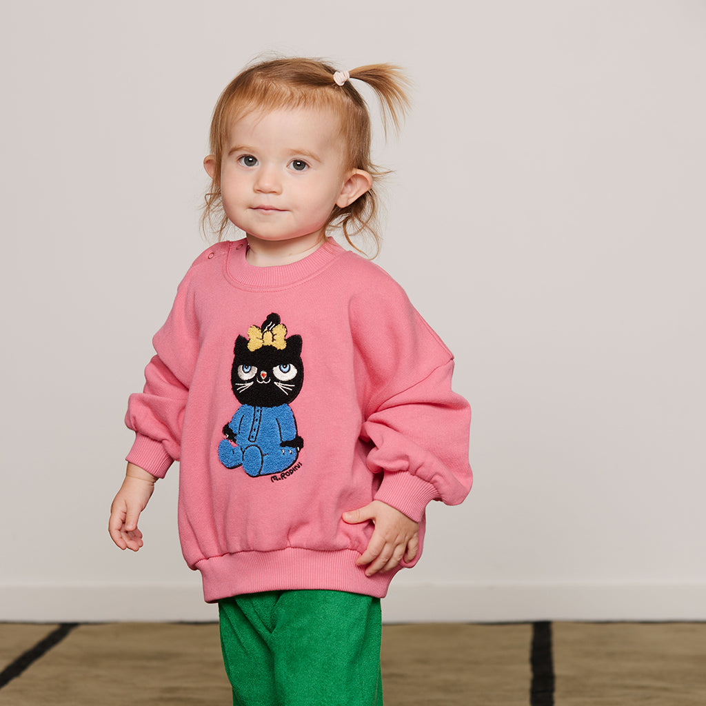 Mini Rodini Child Sweatshirt Cat Chenille Pink