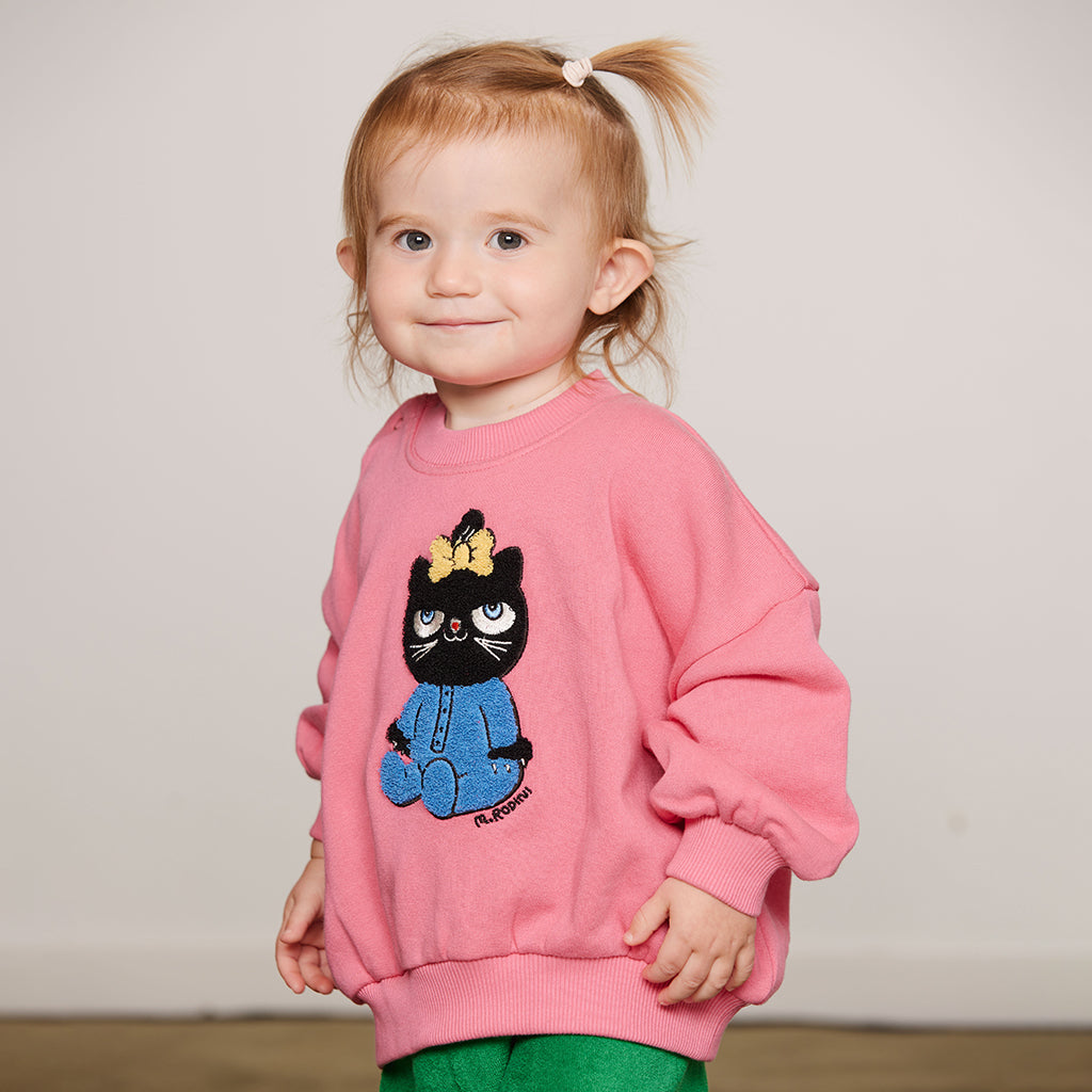 Mini Rodini Child Sweatshirt Cat Chenille Pink
