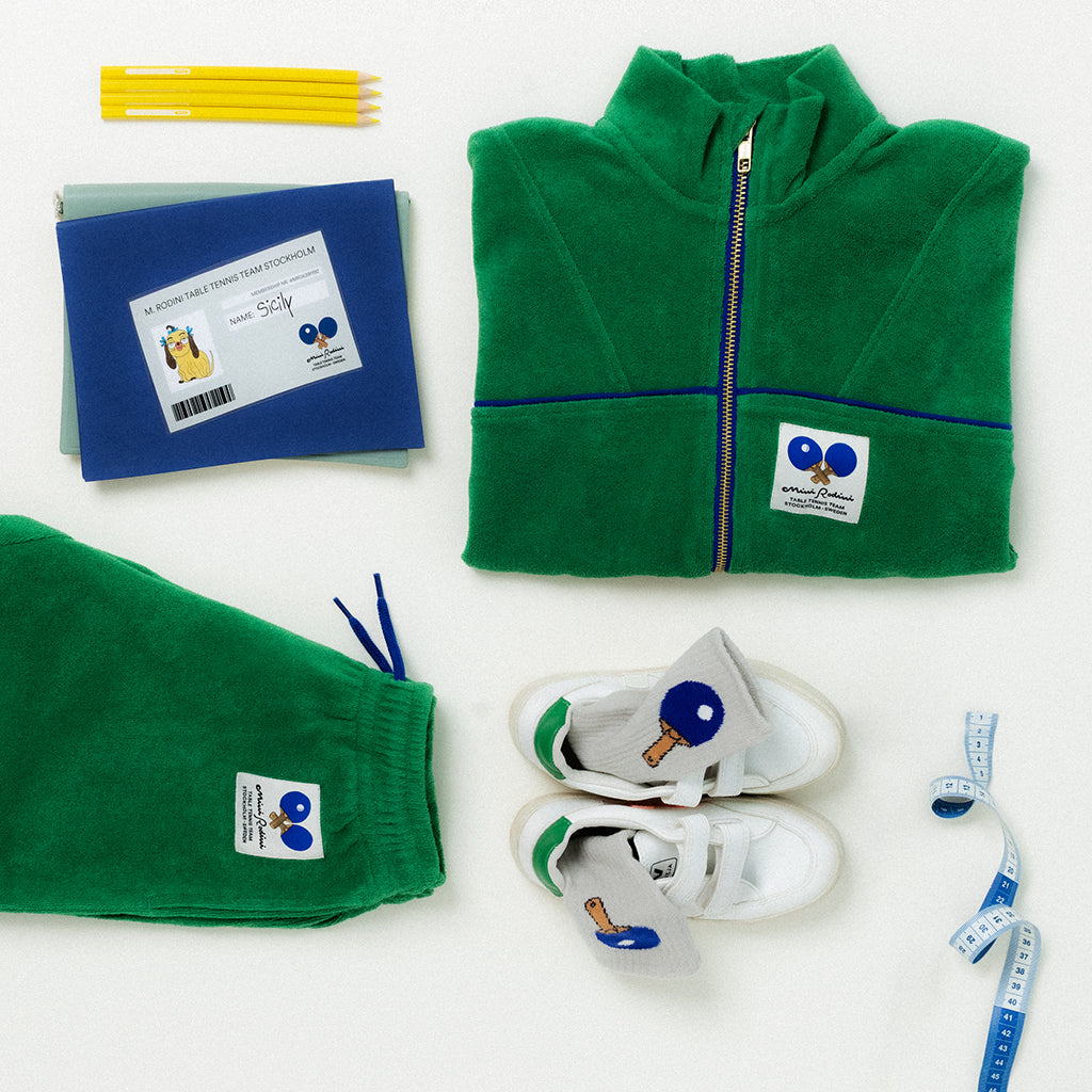 Mini Rodini Child Terry Sweater Table Tennis Patch Green