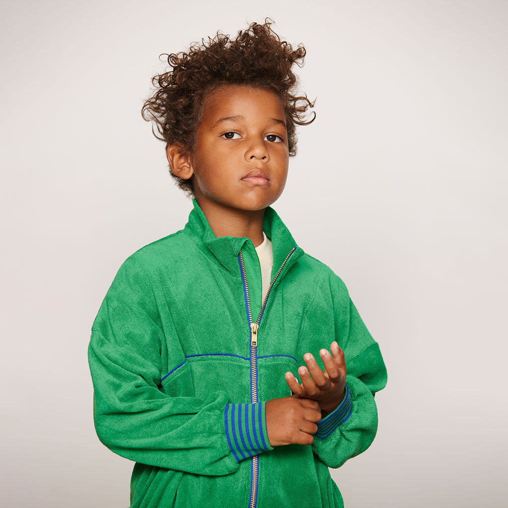 Mini Rodini Child Terry Sweater Table Tennis Patch Green