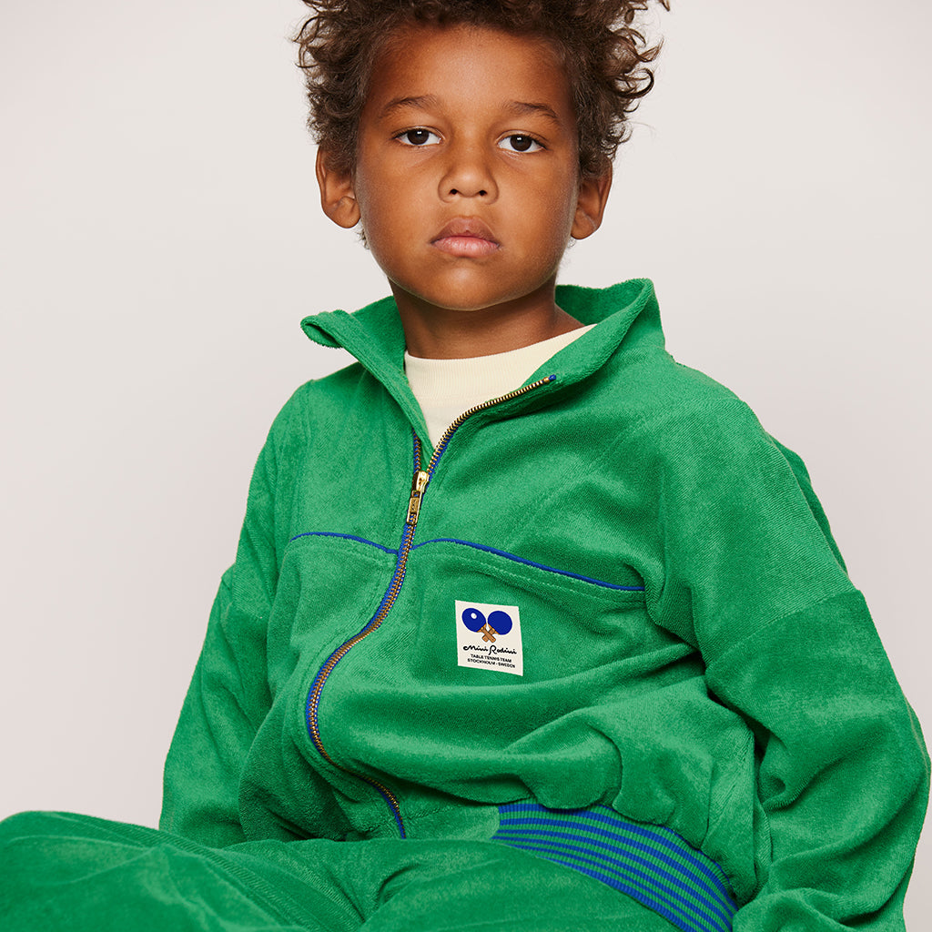 Mini Rodini Child Terry Sweater Table Tennis Patch Green