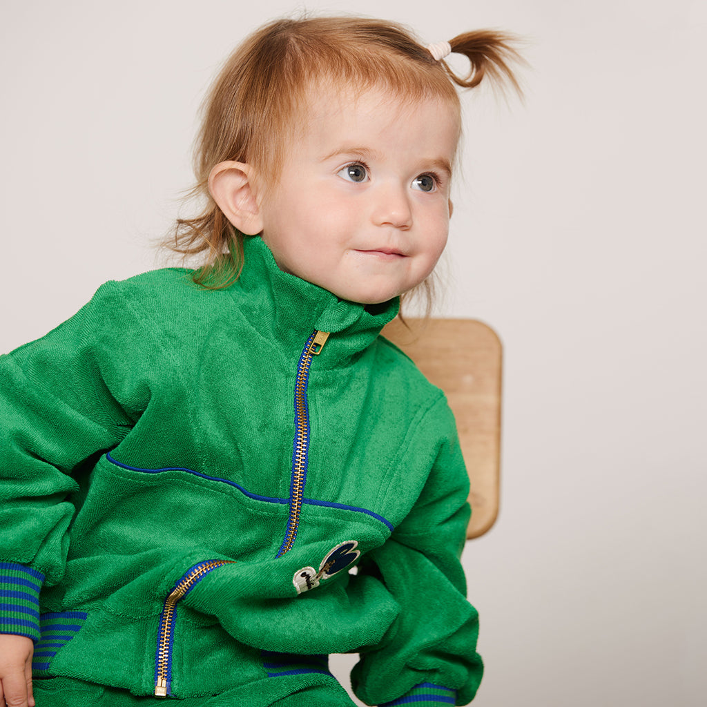 Mini Rodini Child Terry Sweater Table Tennis Patch Green