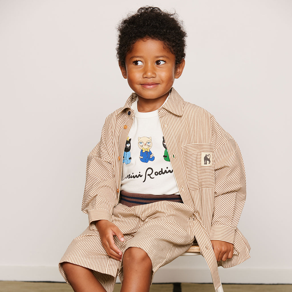 Mini Rodini Child Poplin Shorts Brown Stripes