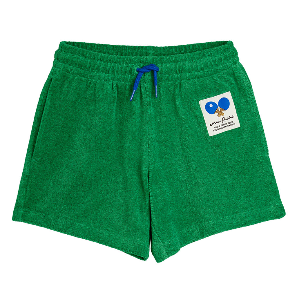 Mini Rodini Child Terry Shorts Table Tennis Patch Green