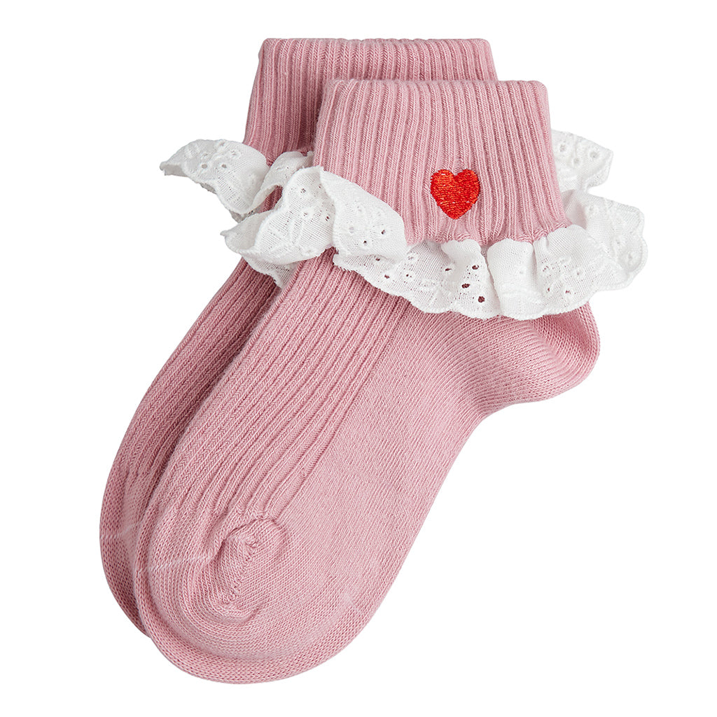 Mini Rodini Baby And Child Socks Heart Lace Pink